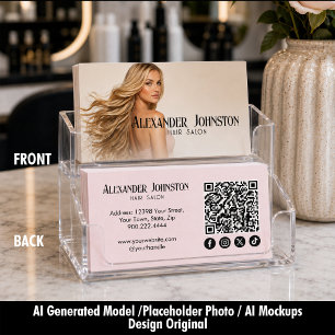 Blush Pink Hair Salon Elegant Beauty Design Business Card
