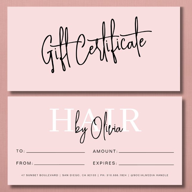 Blush Pink Hair Salon Logo Gift Certificates (Creator Uploaded)