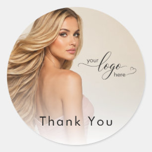 Blush Pink Hair Stylist Brand Identity Classic Round Sticker