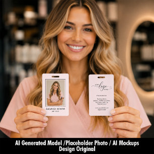 Blush Pink Hair Stylist Branding Photo Design ID Badge
