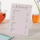 Blush Pink Hair Stylist Price List Service Menu