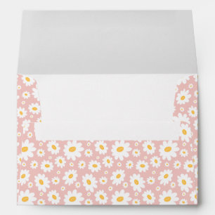 Blush Pink Hand Drawn Daisy Pattern Envelope