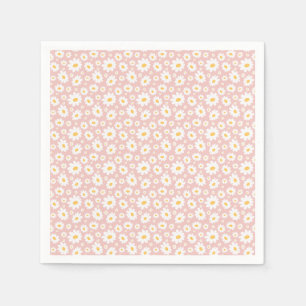 Blush Pink Hand Drawn Daisy Pattern Napkin