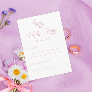 Blush Pink Hand Drawn RSVP Wedding Enclosure Card