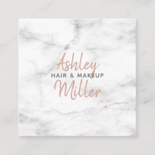 Blush Pink Hand Lettered Script Marble Salon Nails Square Business Card
