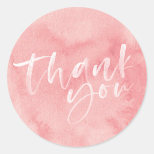 Blush pink hand-lettered thank you stickers