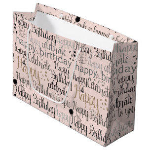 Blush Pink Happy Birthday Large Gift Bag
