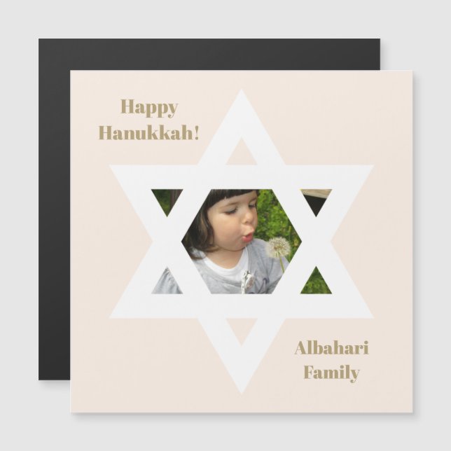 Blush Pink Happy Hanukkah Cute Photo (Front/Back)