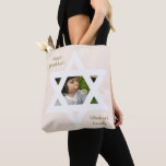 Blush Pink Happy Hanukkah Cute Photo Tote Bag<br><div class="desc">Elegant Blush Pink background. 
Personalise it with a favourite photo,  and customise it with a personal message and signoff.</div>