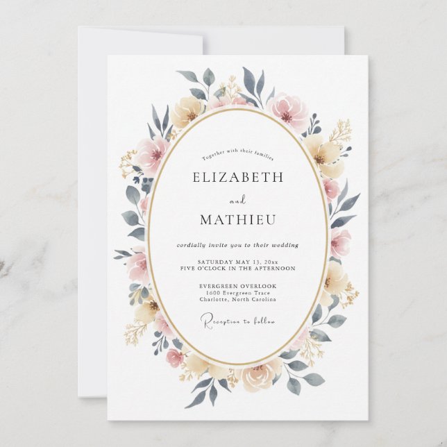 Blush Pink Harmonious Spring Wedding Invitation (Front)