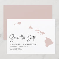 Blush Pink Hawaii Map Modern Minimalist Script