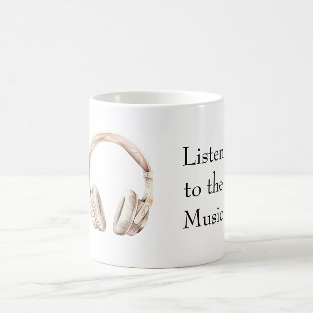 Blush Pink Headphones Coffee Mug (Center)