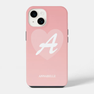Blush Pink Heart Custom iPhone 14 Case