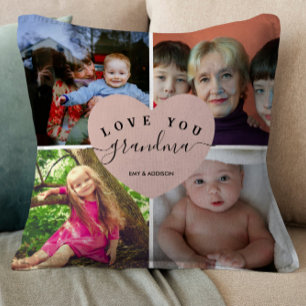 Blush Pink Heart Grandpa Gifts Customised Photo Cushion