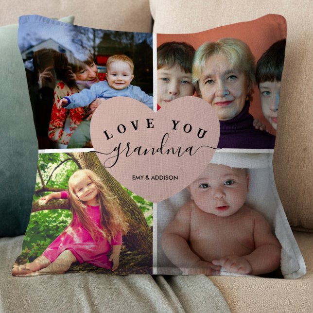 Blush Pink Heart Grandpa Gifts Customised Photo Cushion (Creator Uploaded)