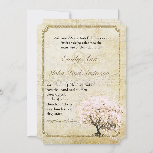 Blush Pink Heart Leaf Rose Gold Wedding Invitation (Back)