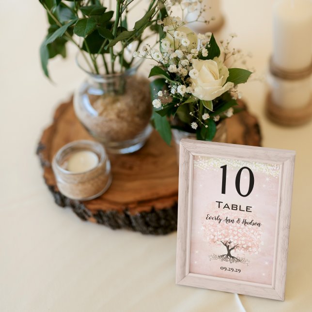 Blush Pink Heart Leaf Tree Table Number (Creator Uploaded)