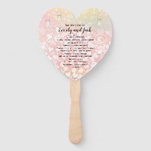 Blush Pink Heart Leaf Tree Wedding Program Hand Fan