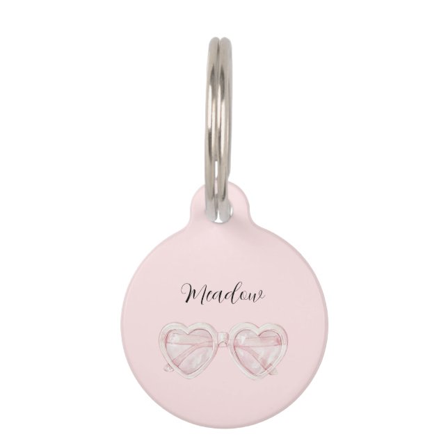 Blush Pink Heart Sunglasses   Pet Tag (Front)