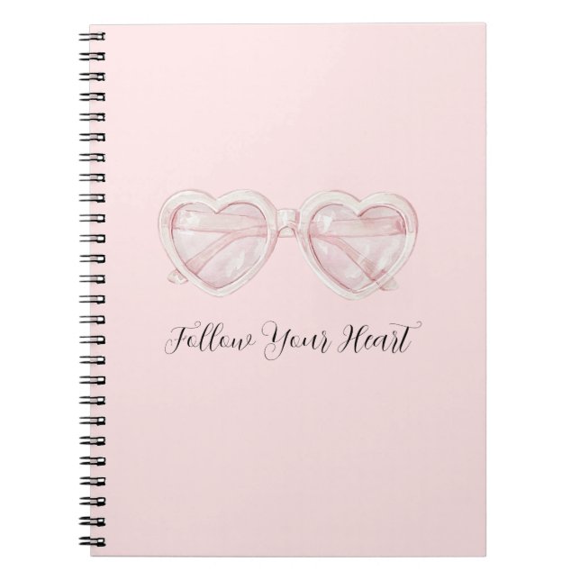 Blush Pink Heart Sunglasses Quote Notebook (Front)