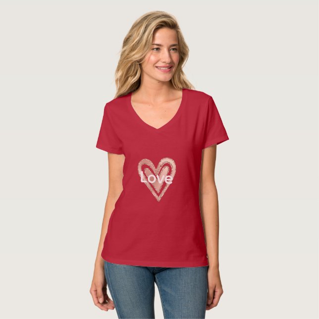 Blush Pink Heart T-Shirt (Front Full)