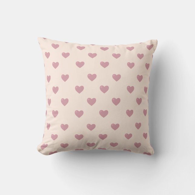 Blush Pink Hearts Pattern Cute Modern Cushion (Front)