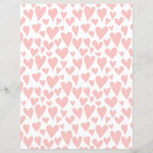 Blush Pink Hearts Pattern White Scrapbook Paper