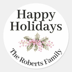 Blush Pink Holly Berry Minimalist Stickers
