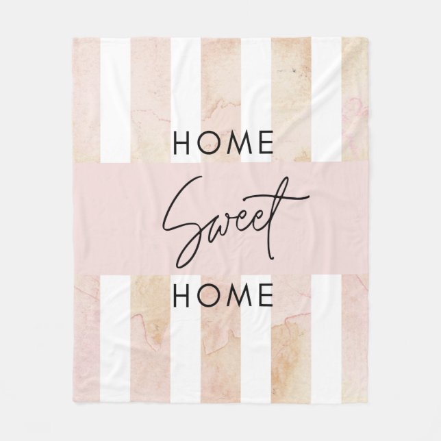 Blush Pink Home Sweet Home Fleece Blanket (Front)