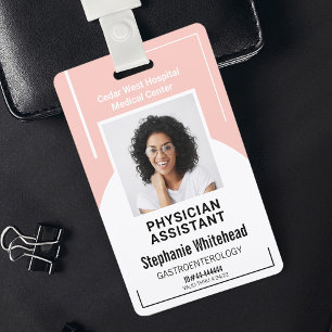 Blush Pink Hospital Medical Employee Photo ID ID Badge