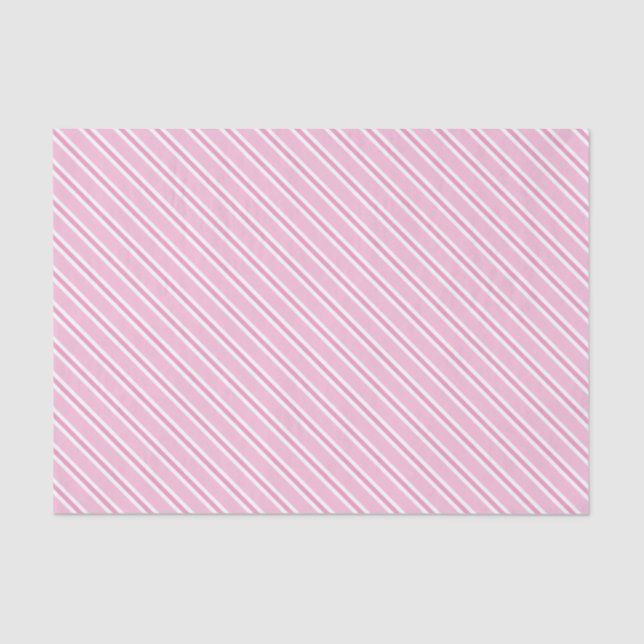 Blush Pink, Hot Pink and White Striped Tissue Paper (Front)
