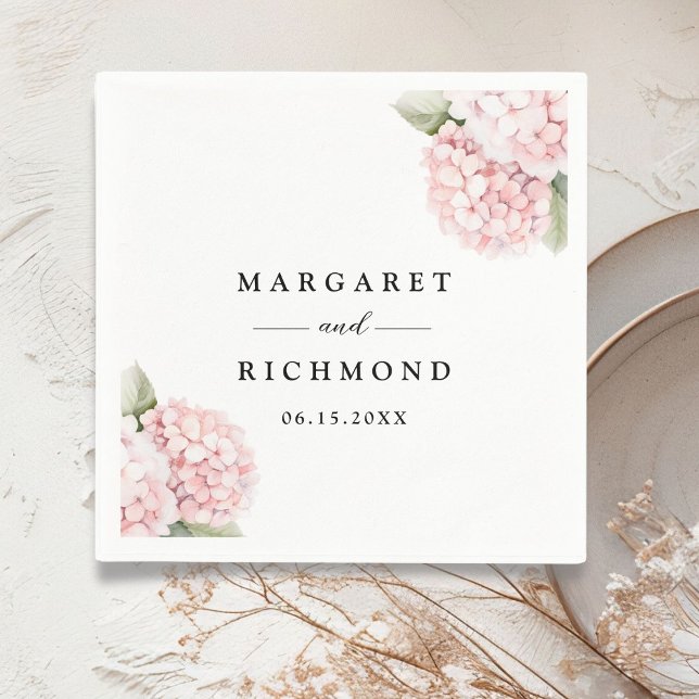 Blush Pink Hydrangea Elegant Floral Wedding Napkin (Creator Uploaded)