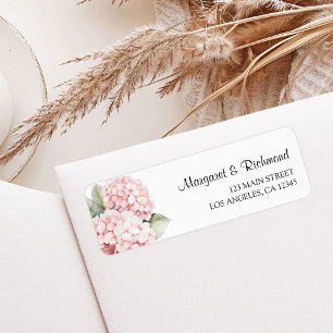 Blush Pink Hydrangea Floral Wedding Return Address
