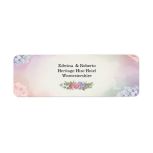 Blush Pink Hydrangea Wedding Address Label Sticker