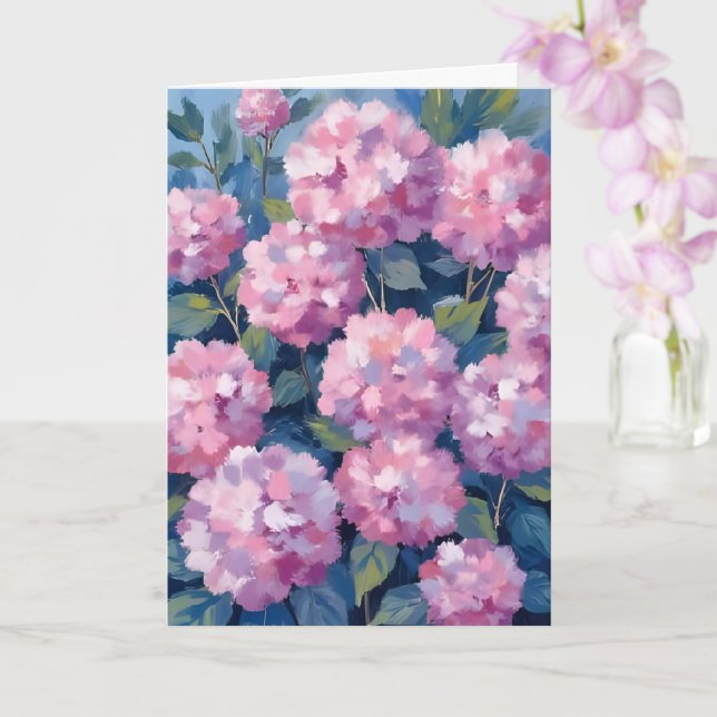 Blush Pink Hydrangeas Floral Card (Orchid)