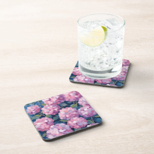 Blush Pink Hydrangeas Floral Coaster