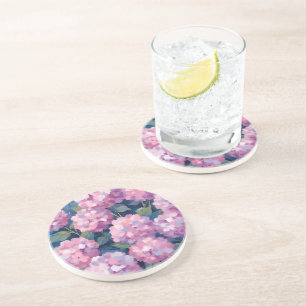 Blush Pink Hydrangeas Floral Coaster