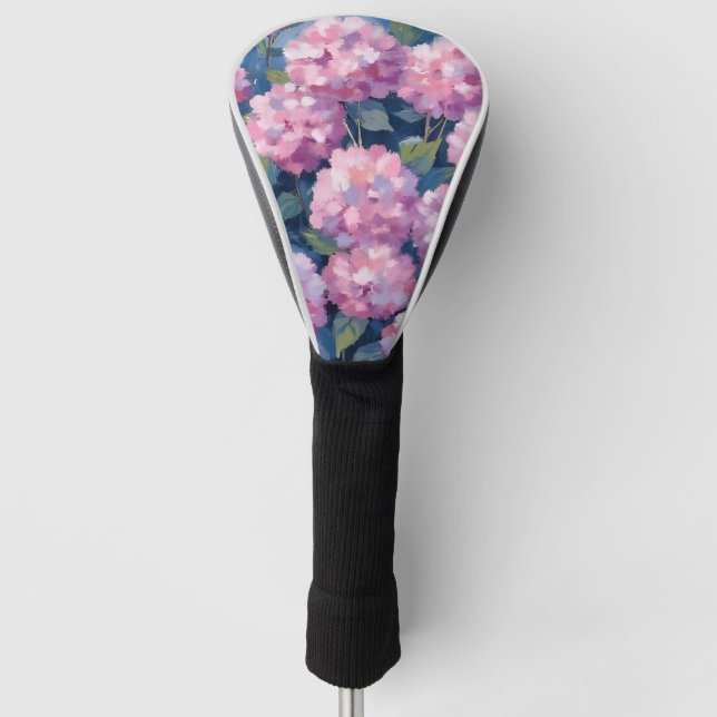 Blush Pink Hydrangeas Floral Golf Head Cover (Front)