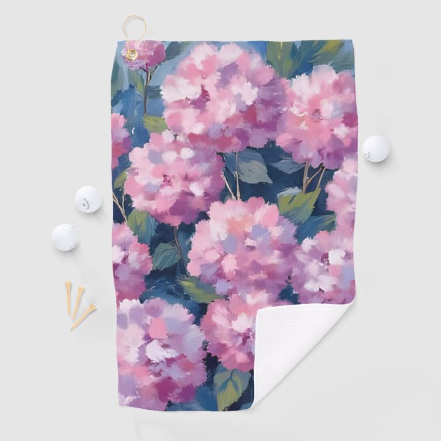 Blush Pink Hydrangeas Floral Golf Towel (InSitu)