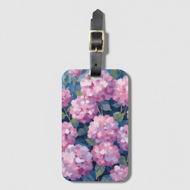 Blush Pink Hydrangeas Floral Luggage Tag (Front Vertical)