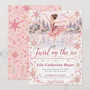 Blush Pink Ice Skating Birthday Invitation