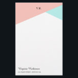 Blush Pink & Icy Blue Monogrammed Stationery<br><div class="desc">Monogrammed stationery with a geometric design in blush pink and icy blue.</div>