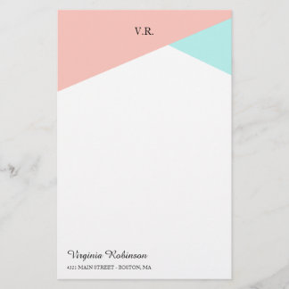 Blush Pink & Icy Blue Monogrammed Stationery
