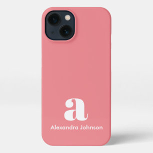 Blush Pink Initial Name Monogram Minimal Modern iPhone 13 Case