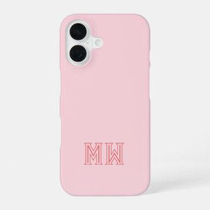 Blush Pink Initials Monogram Simple Minimal iPhone 16 Case