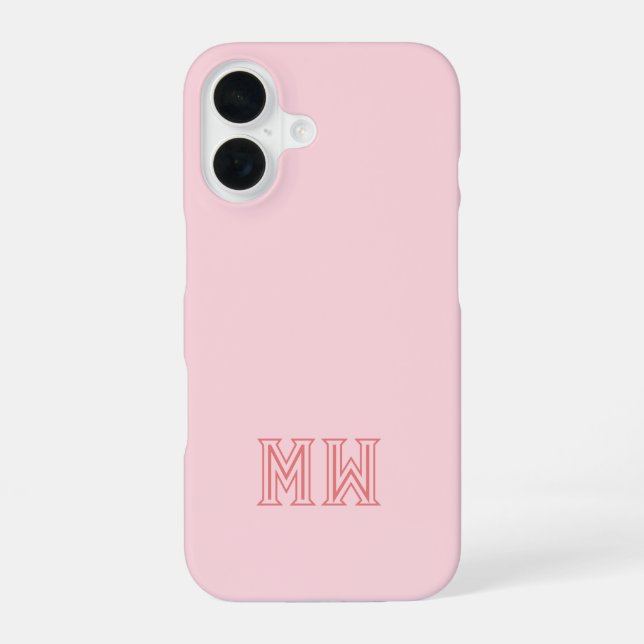 Blush Pink Initials Monogram Simple Minimal  iPhone 16 Case (Back)
