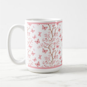 Blush Pink Ink Outlined Floral Coffee Mug
