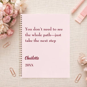 Blush pink inspirational goal quote notebook