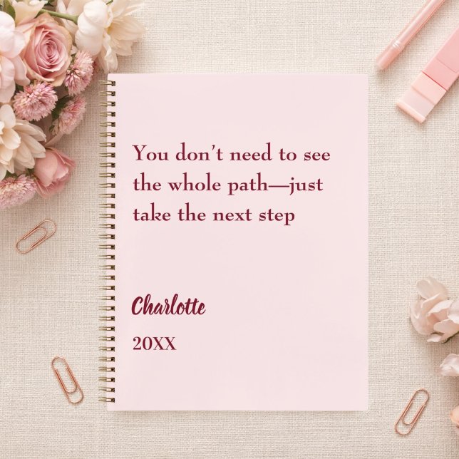 Blush pink inspirational goal quote notebook (Creator Uploaded)