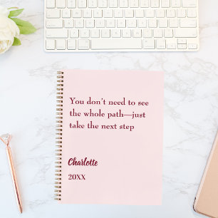 Blush pink inspirational goal quote notebook